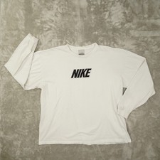 Nike Vintage Y2K 200s T Shirt Men's XL Spellout White Long Sleeve Embroidered picture