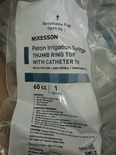 McKesson Piston Irrigation Syringe Lot of 30 Thumb Ring With Catheter Tip-60 CC picture