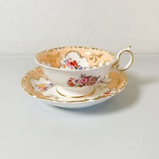 1800s Antique MINTON Teacup & Saucer N3507 Hand Painted Floral Gilt Apricot picture