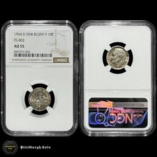 1964-D 10C Roosevelt Dime DDR FS-802 Blunt 9 Variety NGC AU55 picture