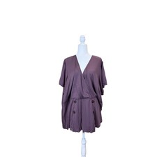 Torrid Surplice Button Elastic Waist Top Purple picture