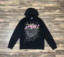 SP5DER Nevermind The Spider Hoodie Mens Medium Black P*nk Pullover Sweatshirt picture