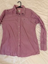 Lacoste Men's Purple White Striped Long Sleeve Button Down Shirt Size 44 or L picture