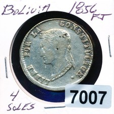 BOLIVIA - 1856 FJ - 4 SOLES - SILVER - XF - #7007 - SALE picture