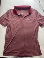 Aftco Polo Shirt Size Youth Large 14/16 Red And Gray Stripes picture