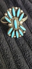 Vintage Zuni Petit Point Turquoise Cluster Ring picture