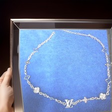 Luxury Silver-Tone Monogram Charm Necklace-new vintage Y2K picture