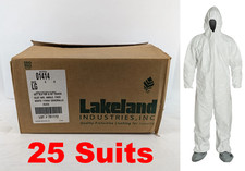 Lakeland Tyvek TY122S LARGE Disposable Suit Coveralls w/ Hood & Boots | 25 Pack picture
