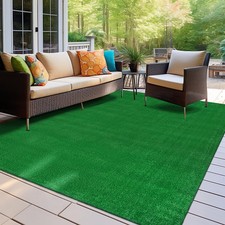 Rugshop Outdoor Carpet Rug Artificial Turf Solid Grass Indoor Outdoor Rug Green picture