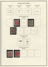 DENMARK DANISH WEST INDIES 1874-1915 SMALL LOT OF 32 STAMPS ON 4 PAGES picture