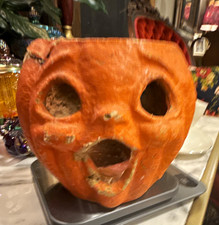 Vintage 1940s Paper Mache Halloween Jack O Lantern Pulp Bucket picture