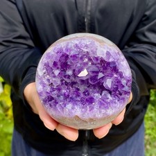 1.3LB Natural Amethyst Agate Open Smile Sphere Healing Wealth Crystal Geode Dec picture