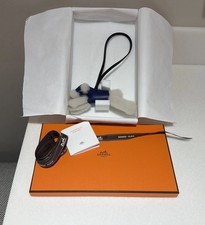 Hermes Budy Bag Charm Blue Saphir  Black Ecru Milo Leather and Wool New picture