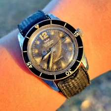 Rare WALTHAM BATHYSCAPHE Blancpain Bakelite Bezel Vintage Dive Watch - Type I/A picture
