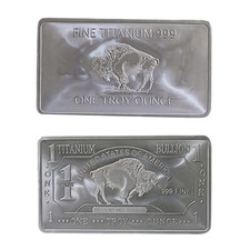 1 OUNCE OZ 999 Fine SOLID TITANIUM Precious Metal Buffalo Bar INGOT Bullion OZT picture