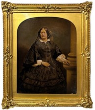 19th Century Hand Coloured Photogravure Portrait of a Lady in Ornate Gilt Frame picture