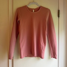 Athleta Momentum Seamless Long Sleeve Top Pink Rose Medium Thumbholes Running picture