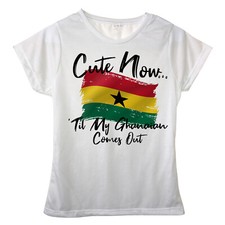 Cute Now... 'Til My Ghanaian Comes Out Ladies Girls Ghana Flag T-shirt Top picture