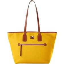 NWT Dooney & Bourke Pebbled Leather Tote Hobo Bag Sunset Yellow 100% Authentic picture
