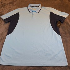 Xersion Lifestyle Pique Polo Shirt Mens Large Tall Blue Color Block Quick Dri picture