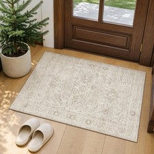 2x3 Washable Beige Distressed Oriental Area Rug for Entryway, Living Room picture