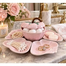 Vintage Belmar California Pink Strawberry Pottery 6 Piece Serving Set picture