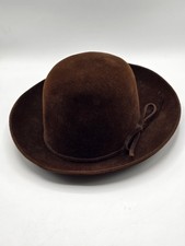 Vintage Borsalino Qualita Suprema Brown Velour Felt Hat Italy Lazarus Sz 7 1/4  picture