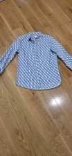 J. Crew Blue Shirt Small Seahorse Print Long Sleeve Vacation Summer Shirt picture
