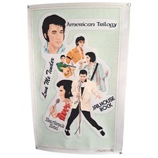 Elvis Presley Tapestry VTG 1978 Boxcar Felt Wall Hanging 20x34 American Trilogy picture