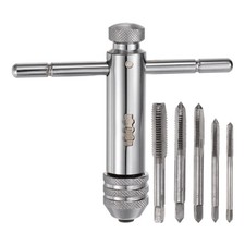 5sets M3 M4 M5 M6 M8 Metric Thread Taps M3-M8 Short T-Handle Ratchet Tap Wrench picture