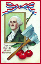 Vtg Clapsaddle Patriotic A/S Emb PC Washington Cherries Hatchet 1911 Near Mint picture