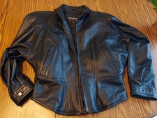 Vintage Womens L WILSONS LEATHER black batwing cropped corset motorcycle jacket picture