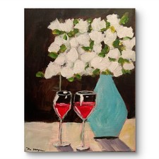 Mary Myers Original Wine and flowers picture