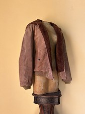 Vtg 70s Sears Leather Shop Distressed Suede Sherpa Bomber Jacker Workwear picture