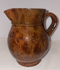 Antique Early Redware Pitcher Jacob Medinger? 7 1/4” picture
