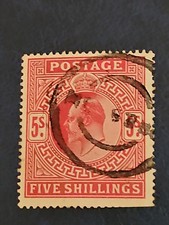 Great Britain 1902 5s Shillings King Edward VII Used Stamp - Scott 140 SG 263 picture