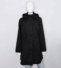 Athleta Rainout Sutro Long Trench Jacket Womens L Black Zip Pockets Logo NWOT picture
