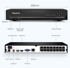 Reolink RLN16-410 16CH PoE NVR 4TB HDD 16MP 24/7 Recording Remote View Recorder picture