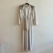 Vintage Handmade Silver Rhinestone Beaded Midi Maxi Dress XS 80s AS IS picture