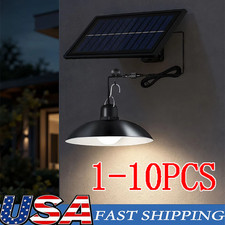 Solar Pendant Hanging Light Dimmable Indoor Outdoor Garden Yard Shed Flood Lamp picture