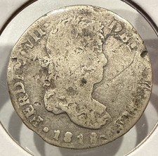 1818 Mo 1 Real Mexico Silver 1 Reales Coin - Low Grade (F487) picture