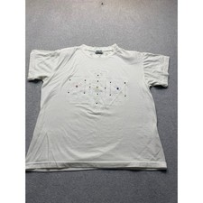 Kavio Designs White Short Sleeve T-Shirt Embroidered Studded Gemstone Vintage XL picture
