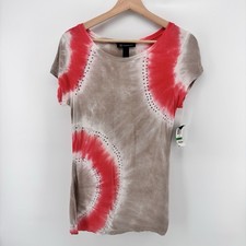 INC International Concepts Women's L Tie Dye Rhinestone Top 100% Rayon NWT picture