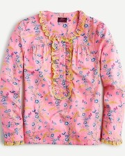 NWT J. Crew Pink Ruffle Blouse Wheat Bouquet Floral Cottage Print Women XS (B4) picture
