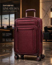 Samsonite Lineate DLX Carry-On Expandable Spinner Suitcase Merlot Softside NEW picture