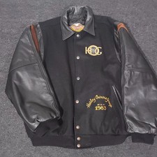Vintage Harley Davidson Varsity Leather Jacket Mens XL Black 1983 Wool Bomber  picture