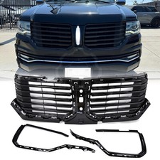 For 2015-2017 Lincoln Navigator Front Bumper Upper Grille Grill Gloss Black Trim picture