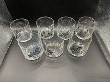 Vtg Anchor Hocking Game Bird Rocks Glasses Gold Rim Lowball Set of 7  picture