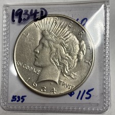 1934-D Peace Silver Dollar $1 Brilliant Uncirculated BU+ picture