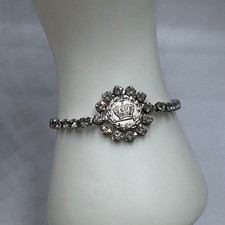 Vintage Order of the Amaranth Bracelet Crown Sword Rhinestone Silver Tone picture